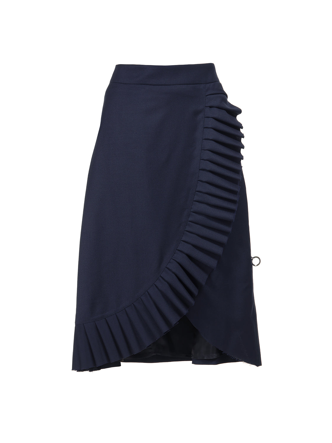 Adorata Navy Blue spódnica z wełny Merino z ozdobnymi plisami