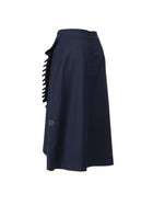 Adorata Navy Blue spódnica z wełny Merino z ozdobnymi plisami