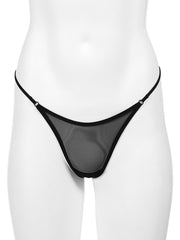 Erotica Noir regulowane stringi z siateczki mesh