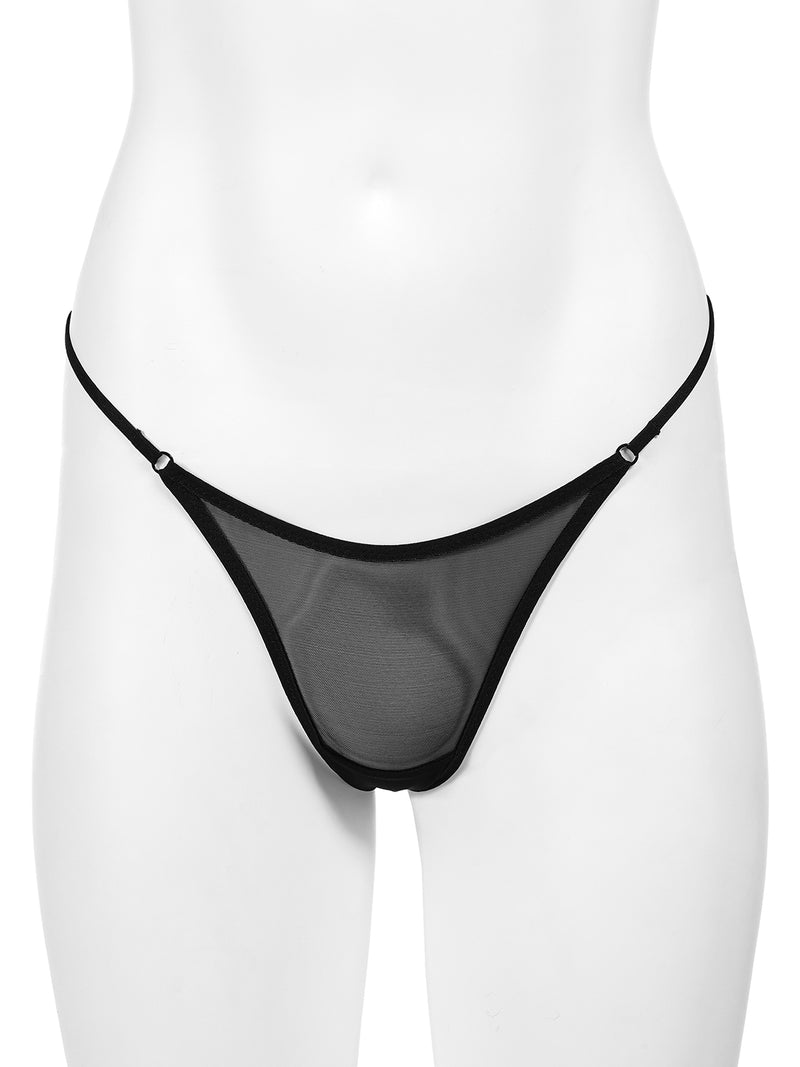 Erotica Noir regulowane stringi z siateczki mesh
