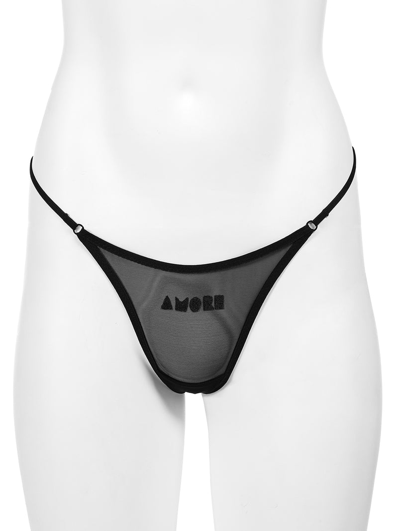 Erotica Noir [Amore Edition] regulowane stringi z siateczki mesh