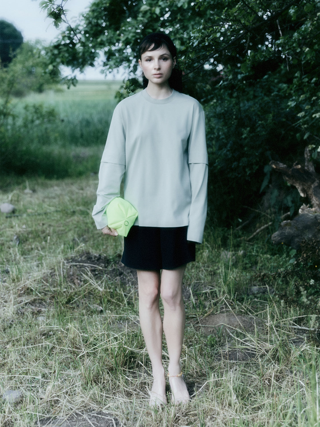 Illusione Eucalipto bawełniany longsleeve z podwójnym rękawem