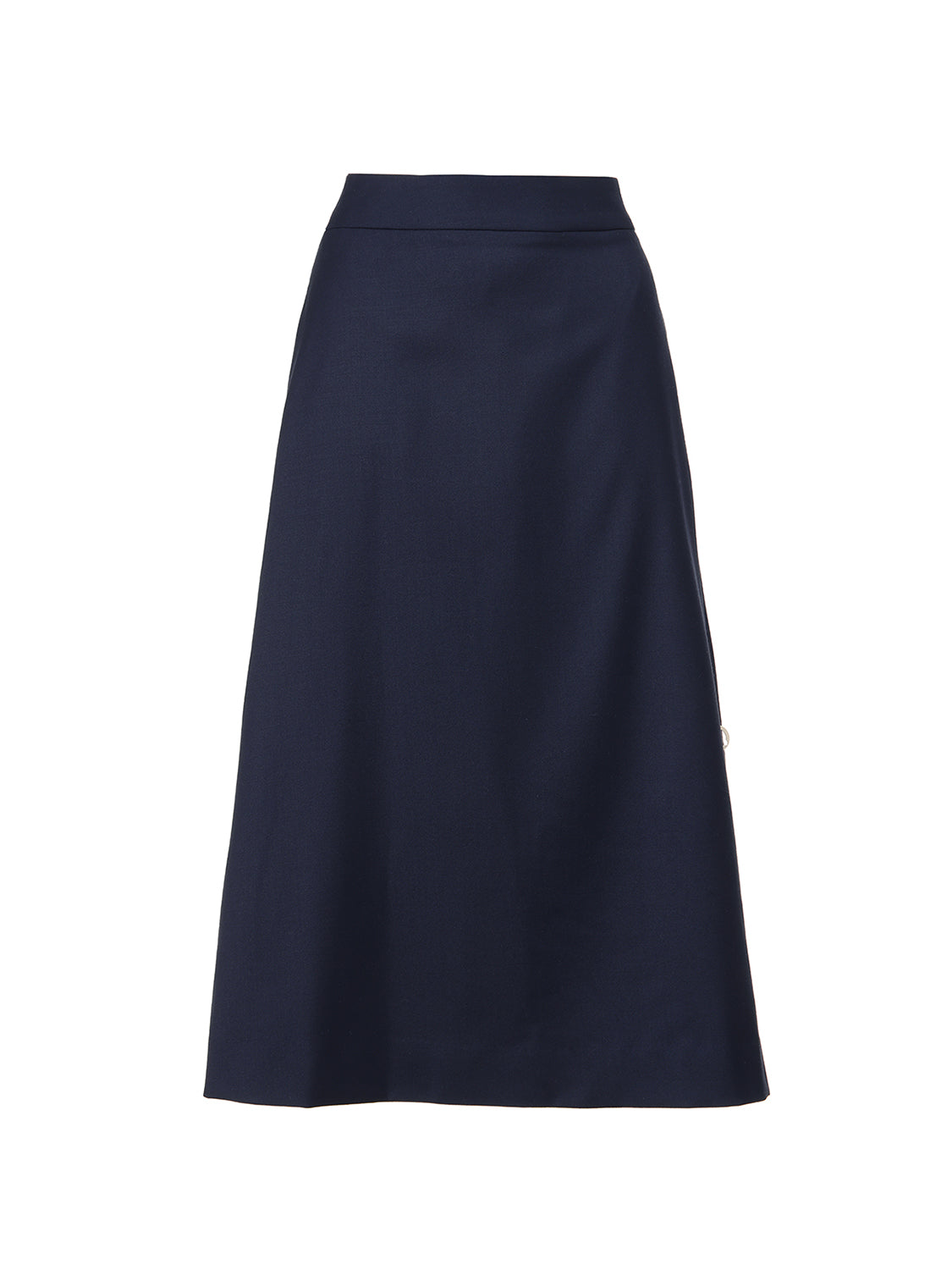 Concetta Navy Blue klasyczna spódnica z wełny Merino z kieszeniami