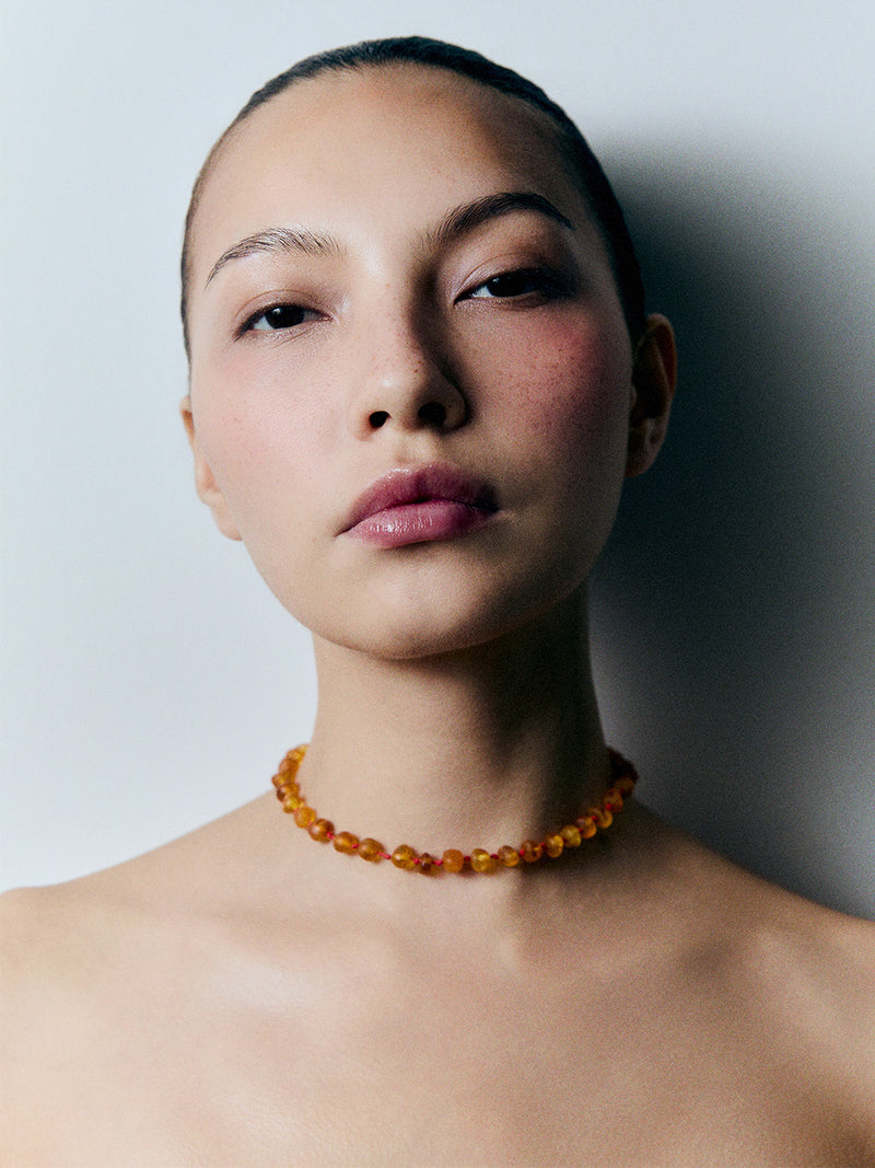 Ambra Caramel Choker ręcznie wykonany naszyjnik z bałtyckich bursztynów