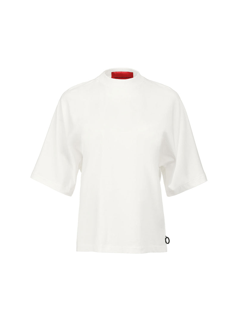 Rugiero Ivoire bawełniany T-shirt z kimonowym rękawem